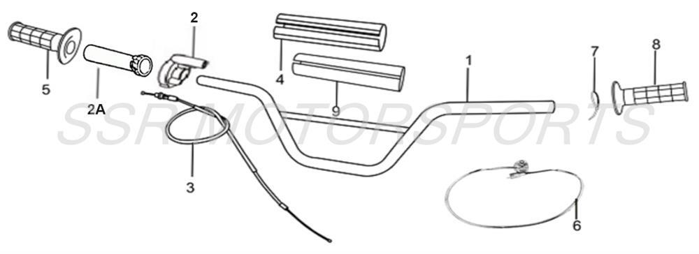 2022 SSR TR110 - Handlebars Parts Diagram