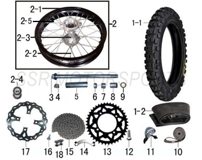 2026 SSR XD150 - Rear Wheel Parts Diagram
