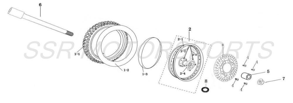 2022 SSR SR140TR - Front Wheel Parts Diagram