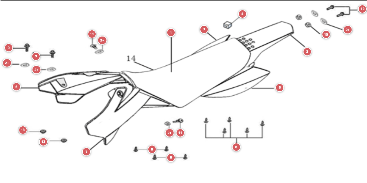 2023 YCF 50E Plastics (Body) Parts Diagram