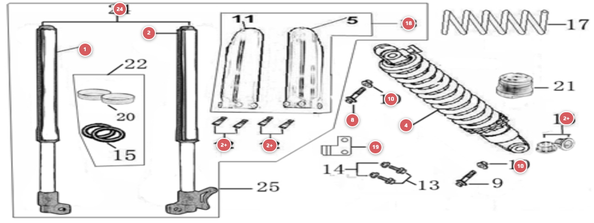 2023 YCF 50E Fork Parts Diagram
