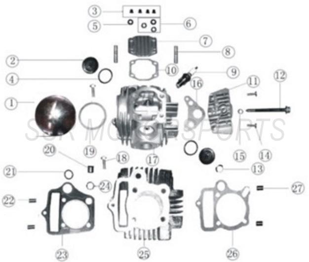 2022 SSR SR125AUTO - Cylinder Head Parts Diagram