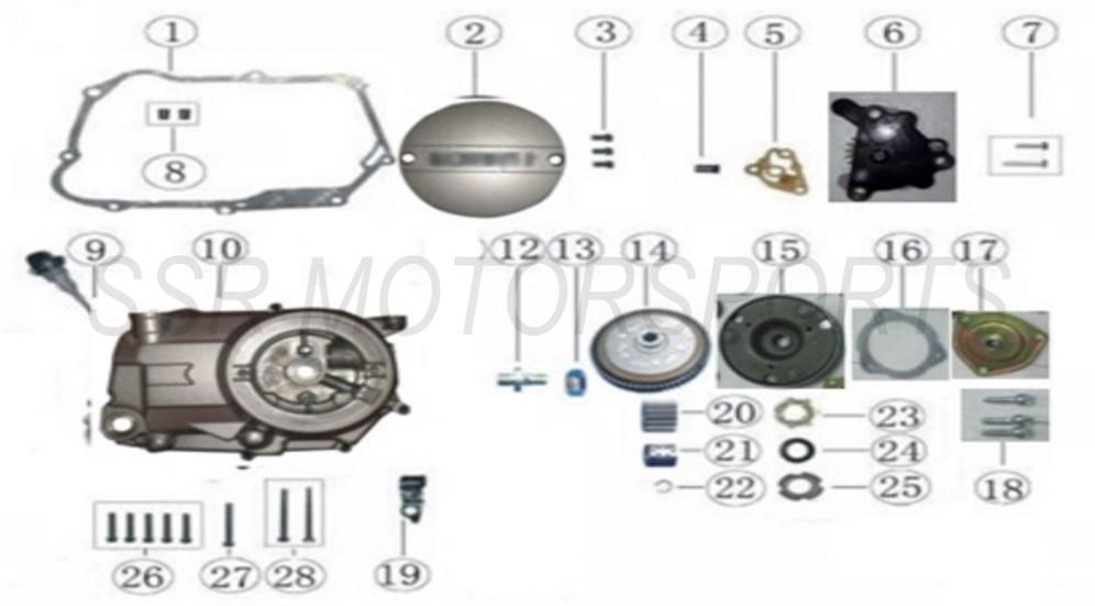 2022 SSR SR125AUTO - Right Crankcase Cover Parts Diagram