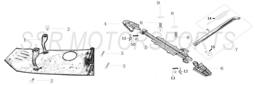 2022 SSR SR125 - Skidplate, Side Stand And Footpegs Parts Diagram