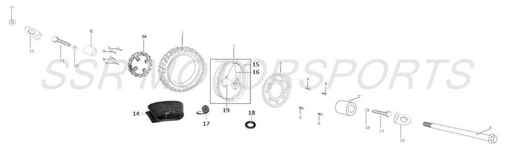 2022 SSR SR125AUTO - Rear Wheel Parts Diagram