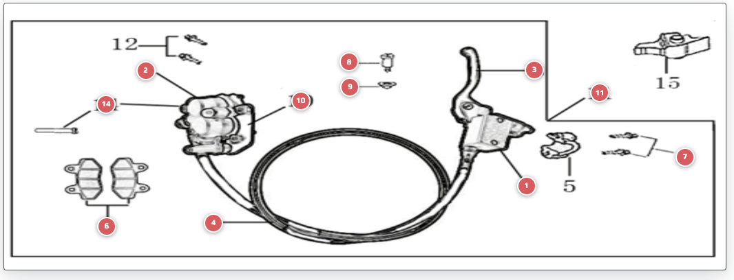 2023 YCF 50E Rear Brake Parts Diagram