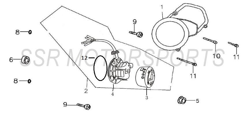 2022 SSR SR140TR - Left Engine Cover & Stator Parts Diagram