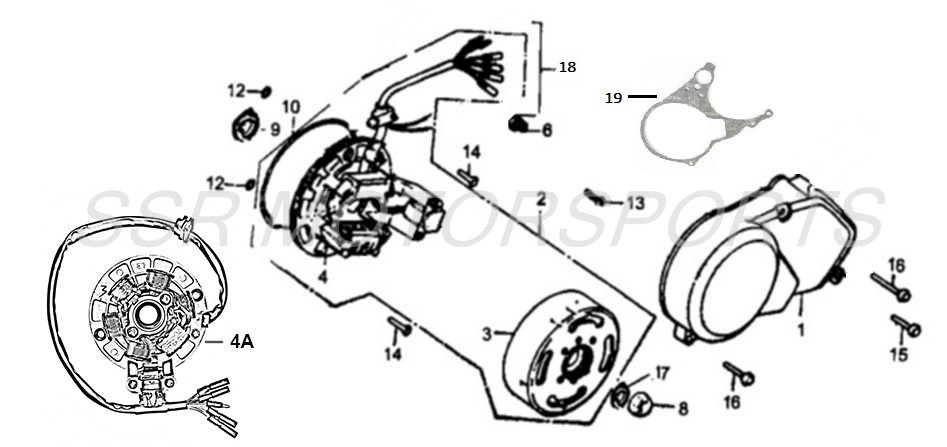2022 SSR SR125 - Left Crankcase And Magneto Parts Diagram
