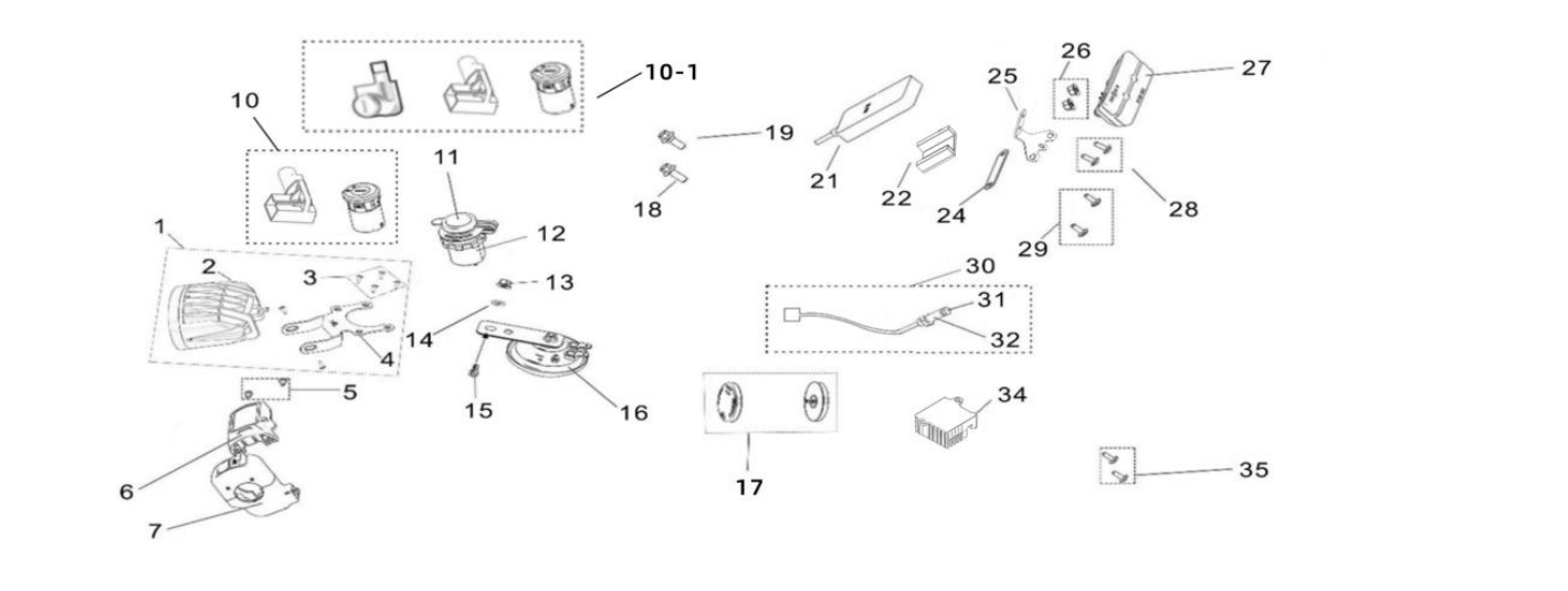 2025 Surron Light Bee X - Electrical - DC Converter, Light, Horn System Parts Diagram