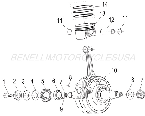 2022 Benelli TNT 135 Crankshaft & Piston Assembly Parts Diagram