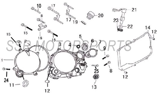 2016 SSR SR170TX - Crankcase Cover Parts Diagram