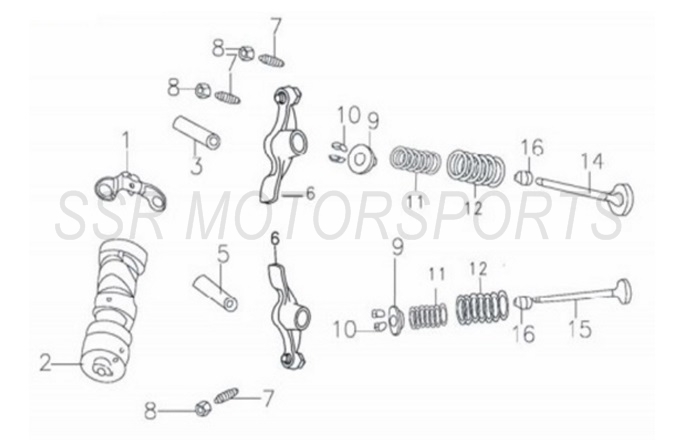 2022 SSR SR140TR - Camshaft Parts Diagram