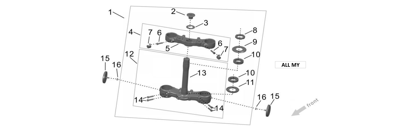 2026 Surron Ultra Bee - Triple Clamp Parts Diagram
