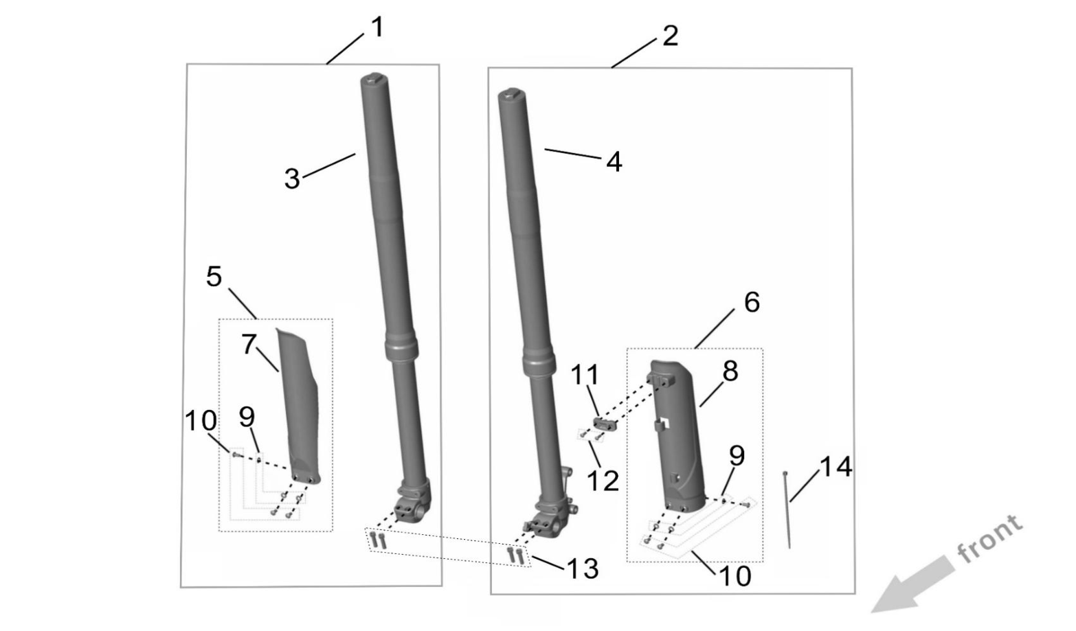 2025 Surron Ultra Bee - Front Fork Parts Diagram