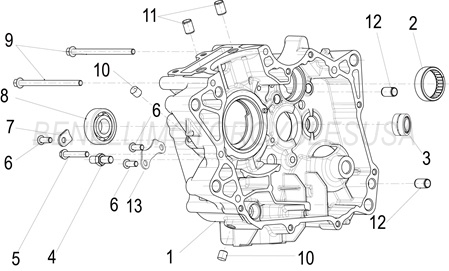 2021 Benelli TNT 135 Right Crankcase Half Parts Diagram