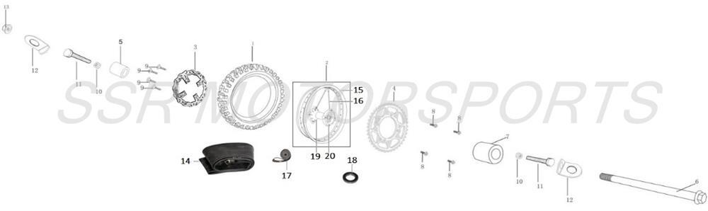 2022 SSR SR110SEMI - Rear Wheel Parts Diagram