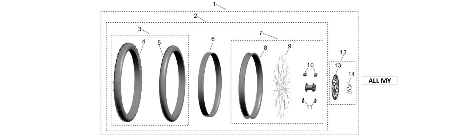 2026 Surron Light Bee X - 70/100-19 Offroad Front Wheel Set Parts Diagram