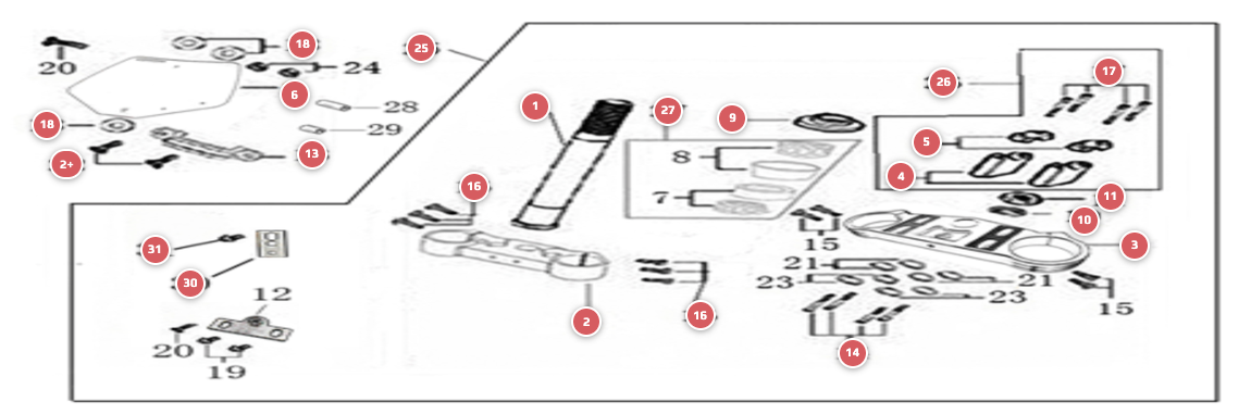 2023 YCF 50E Steering Plates Parts Diagram