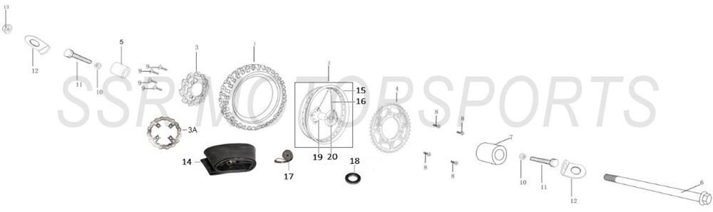 2017 SSR SR110 - Rear Wheel Parts Diagram