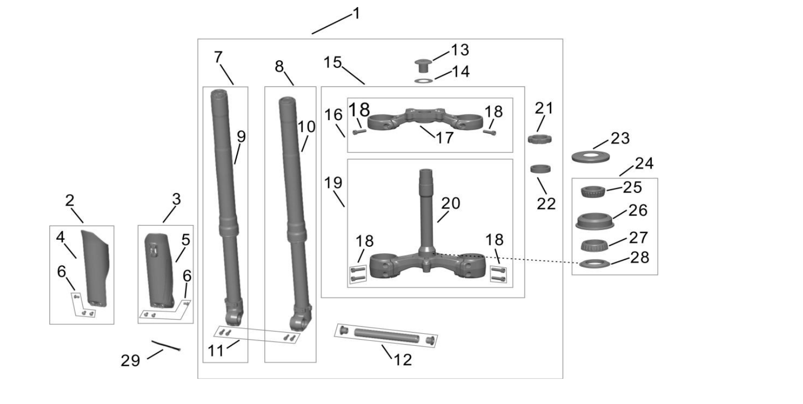 2025 Surron Hyper Bee - Front Fork Parts Diagram