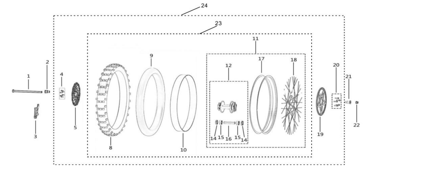 2025 Surron Light Bee X - Rear Wheel System Parts Diagram