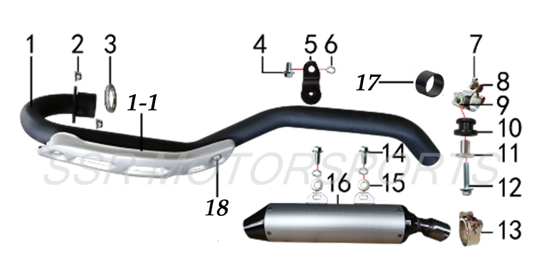 2025 SSR XD150 - Exhaust System Parts Diagram