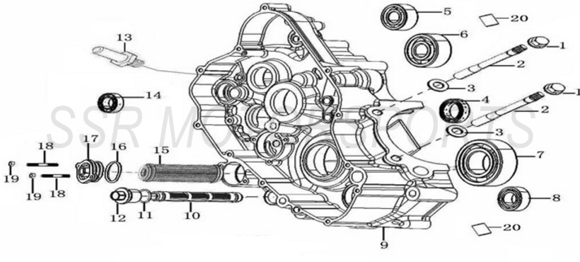2017 SSR SR250S - Right Crankcase Half Parts Diagram