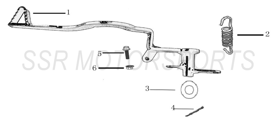 2022 SSR SR125AUTO - Rear Brake Pedal Parts Diagram