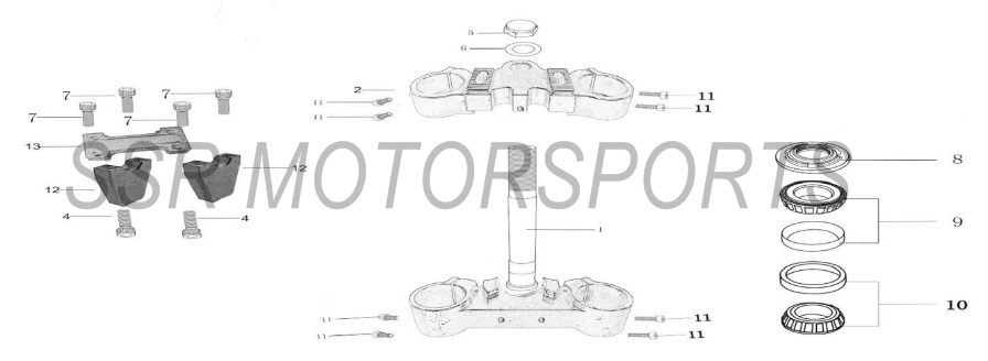 2020 SSR SR170TX - Upper And Lower Triple Clamp Parts Diagram