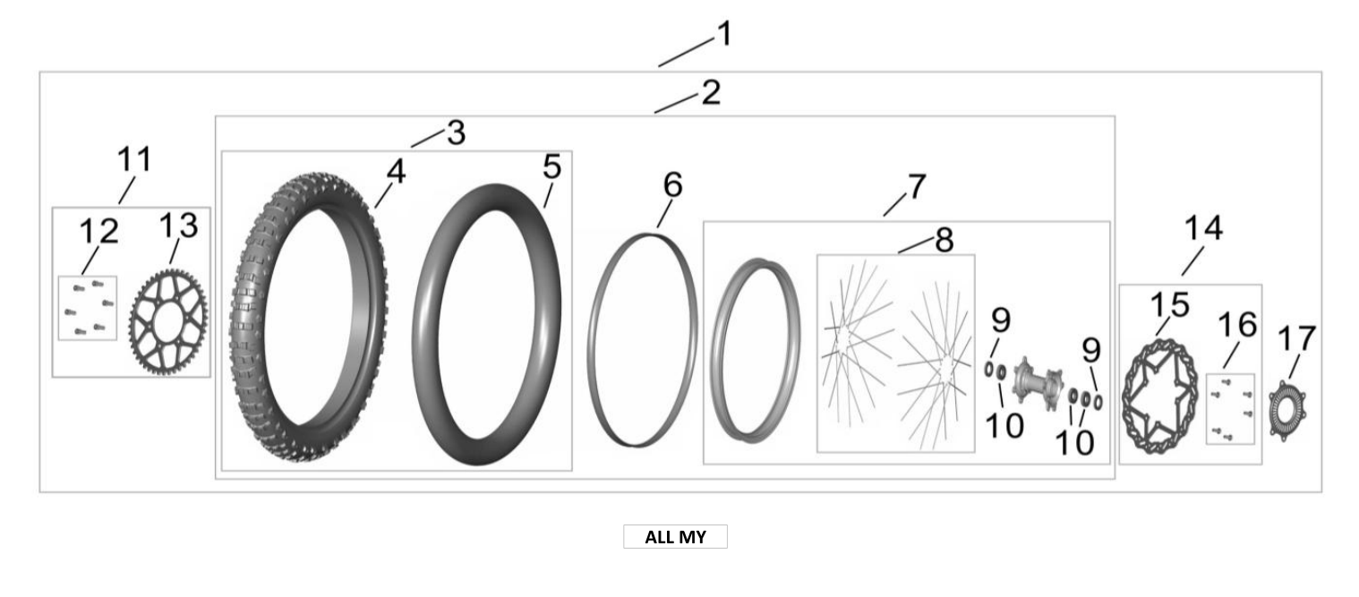 2026 Surron Ultra Bee - Rear Wheel Assy.100/90-18 Parts Diagram