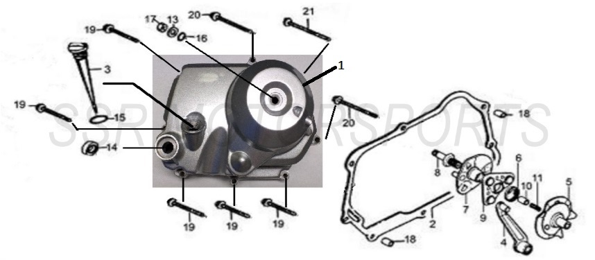 2022 SSR TR110 - Right Engine Cover Parts Diagram