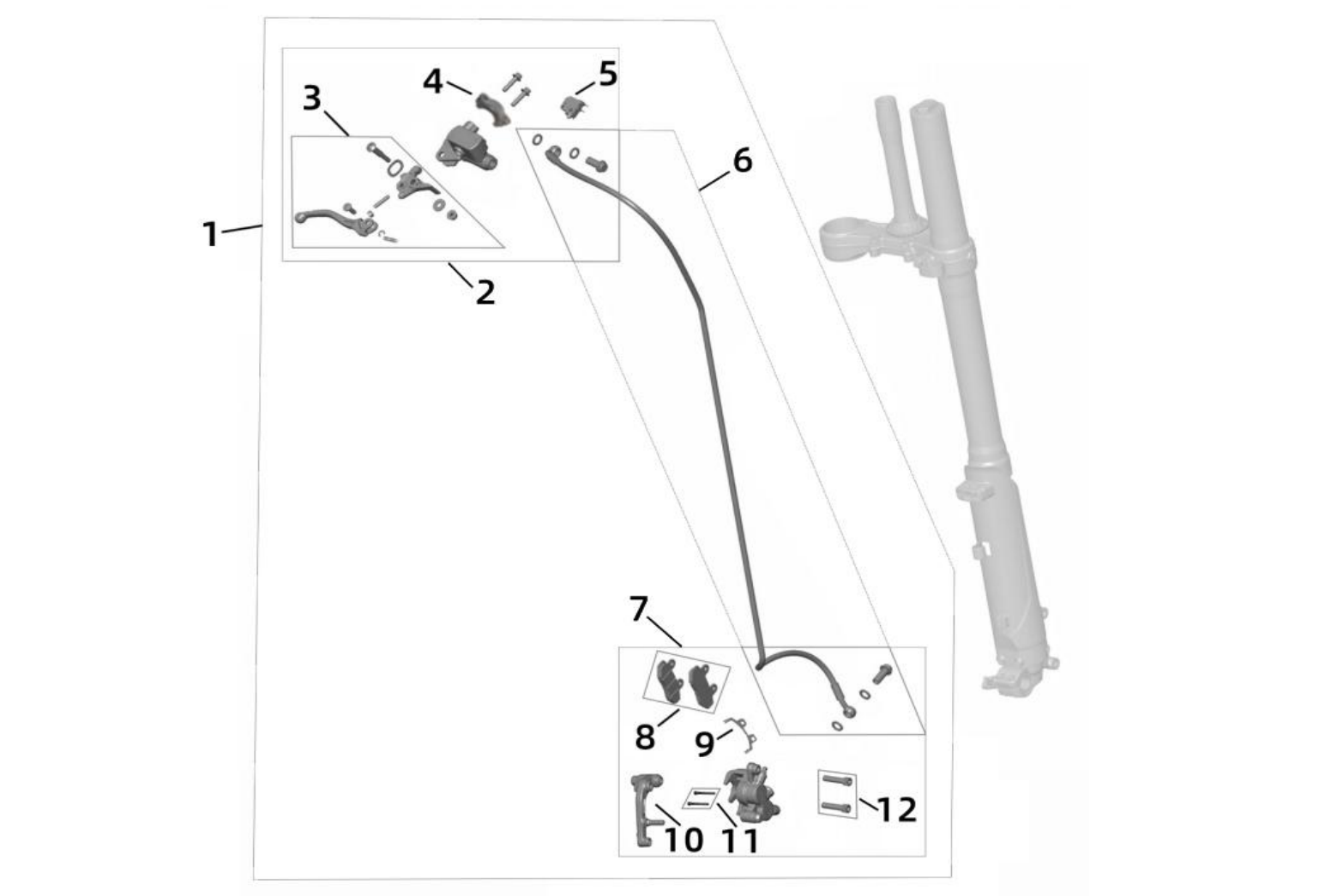2025 Surron Ultra Bee - Front Brake Parts Diagram