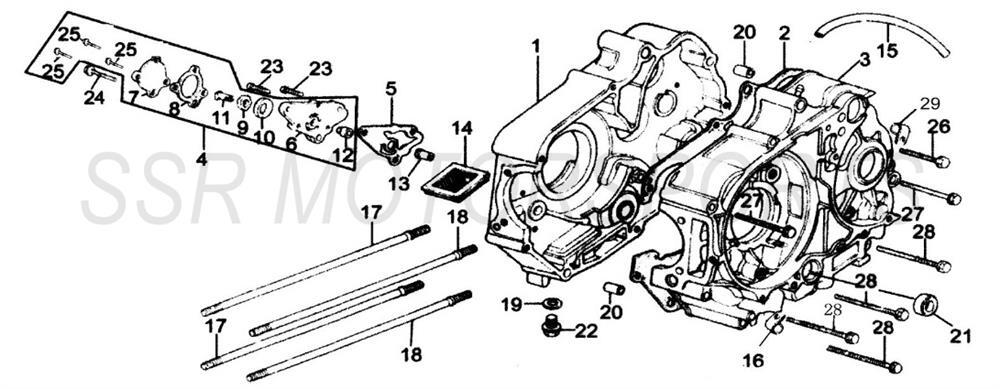 2022 SSR SR110DX - Crankcase & Oil Pump Parts Diagram