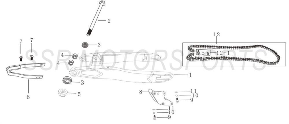 2022 SSR SR140TR - Swingarm Parts Diagram