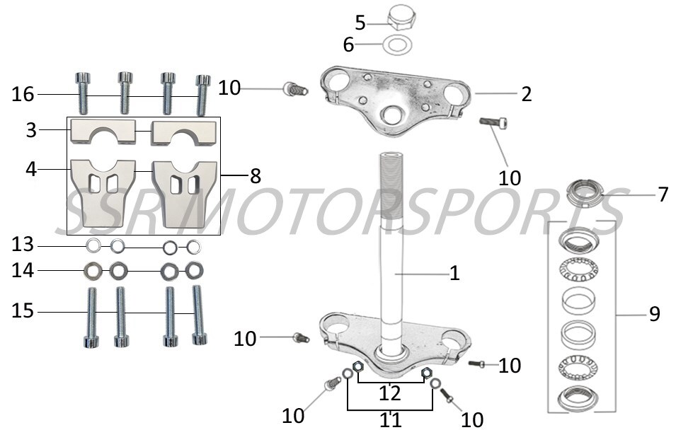 2025 SSR SR125ME - Upper And Lower Triple Clamp Parts Diagram