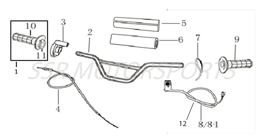 2025 SSR SR110SE - Handlebars Parts Diagram