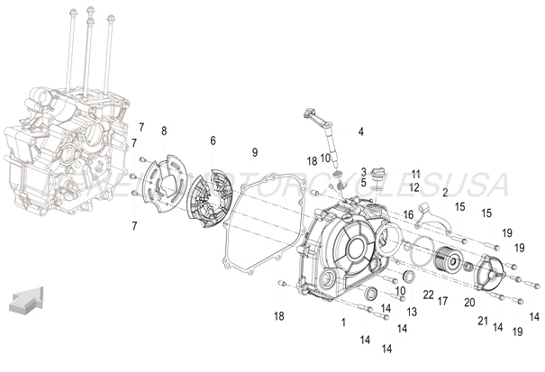 2022 Benelli TNT 135 Right Engine Cover Parts Diagram