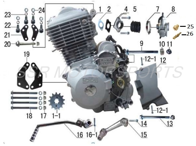 2025 SSR XD250 - Engine Assembly Parts Diagram