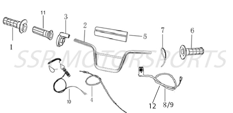 2025 SSR SR70AE - Handlebars Parts Diagram