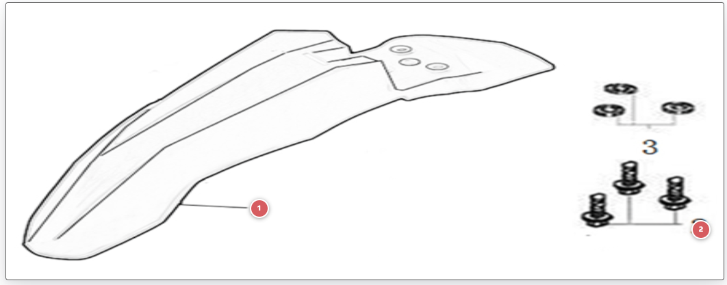 2023 YCF 50E Front Fender Parts Diagram