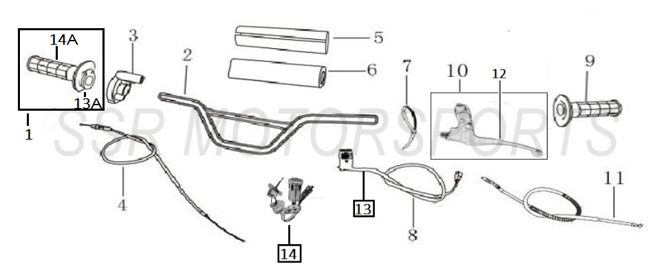 2022 SSR SR125AUTO - Handlebars Parts Diagram