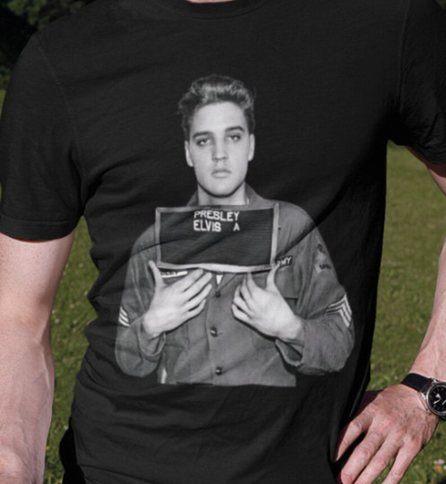elvis army mugshot t shirt