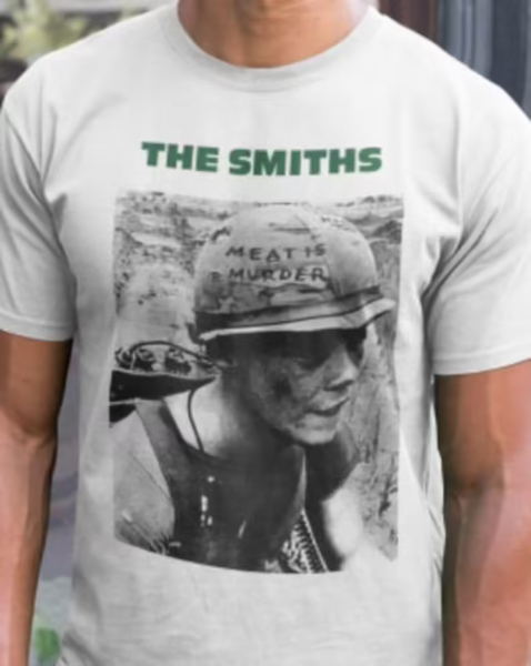 The Smiths Meat is Murder Morrisey Rock White Retro Vintage Reproduction T Shirt Tee