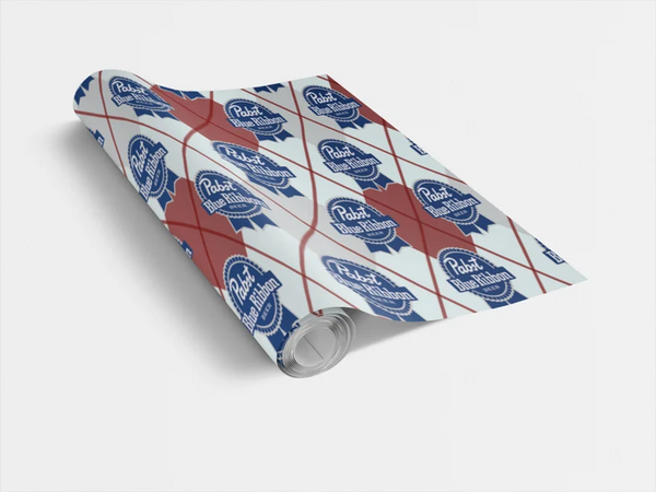 Pabst Blue Ribbon Wrapping Paper - Custom Wrapping Paper- Hipster Argyle Gift Wrap