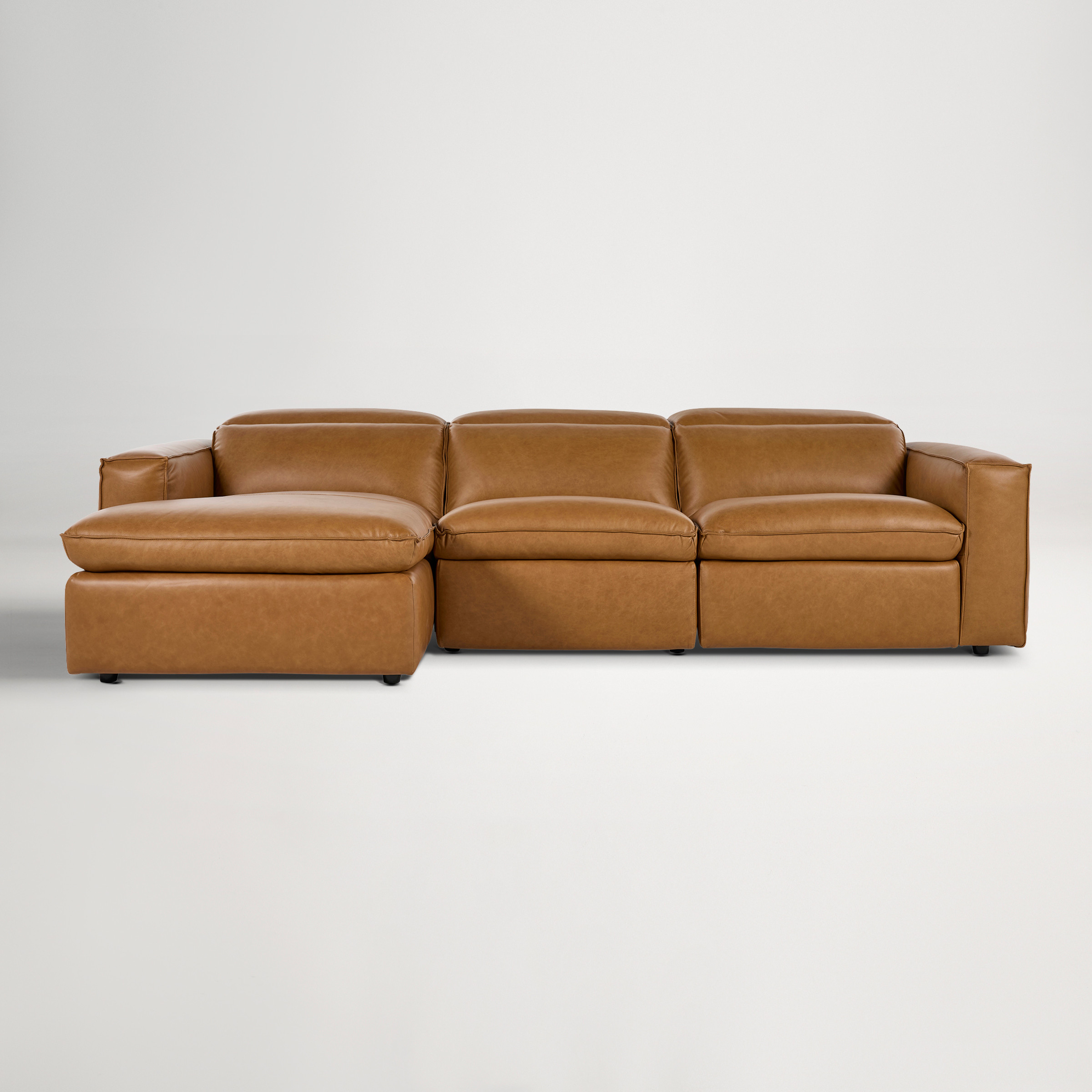 Abode Leather Left Chaise Recliner Sofa - Phoenix Tan