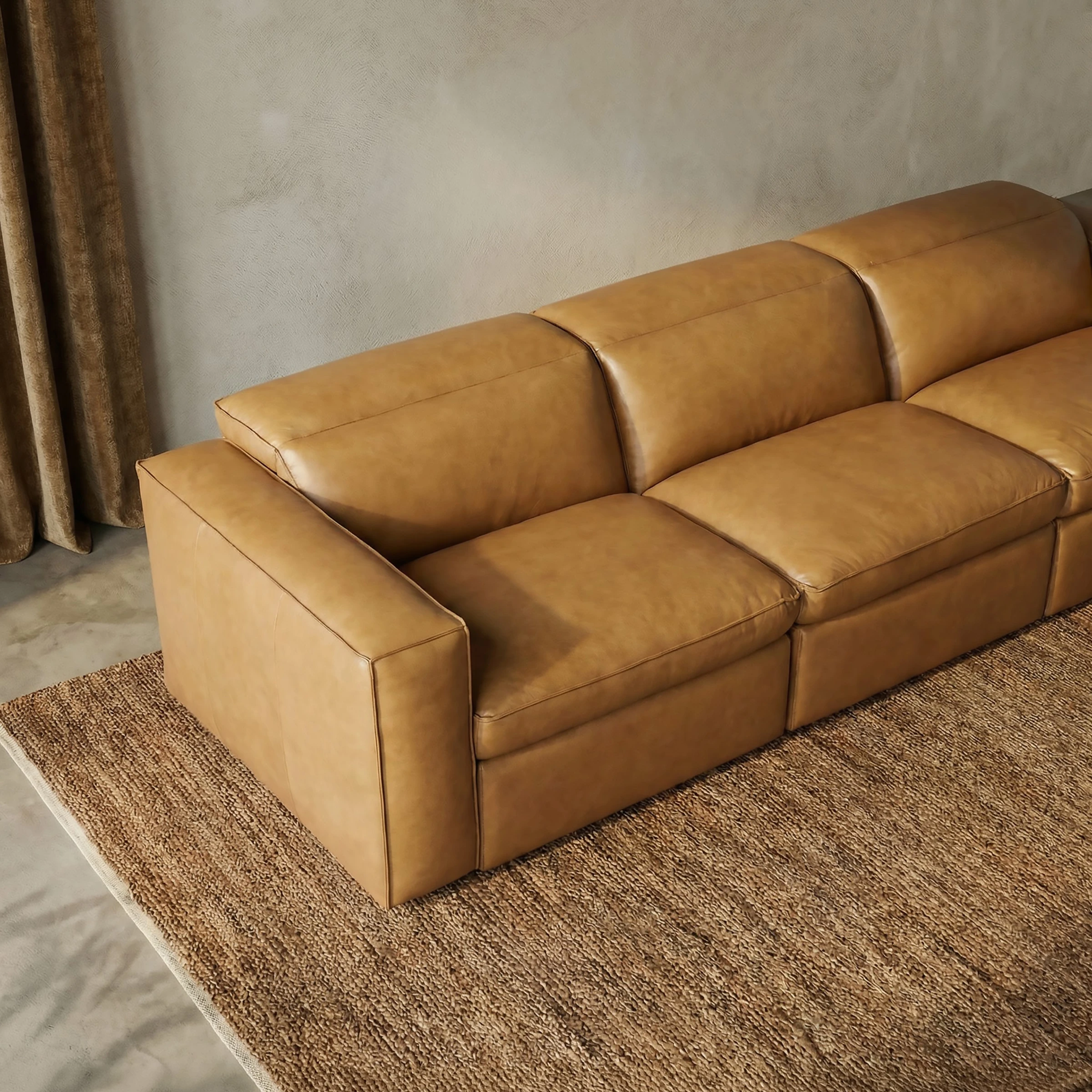 a brown couch in a room