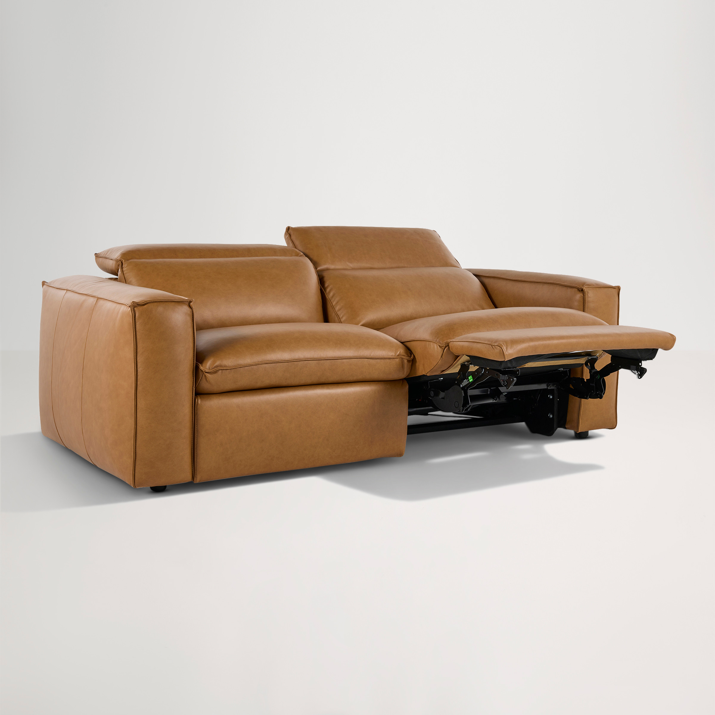 a brown leather couch