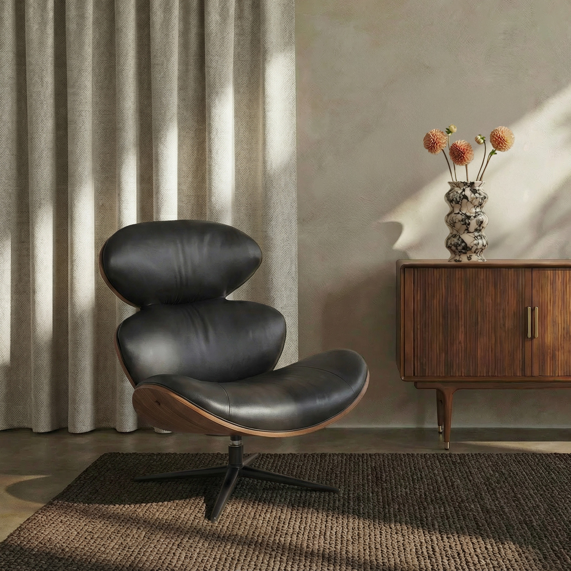 a black chair in a room