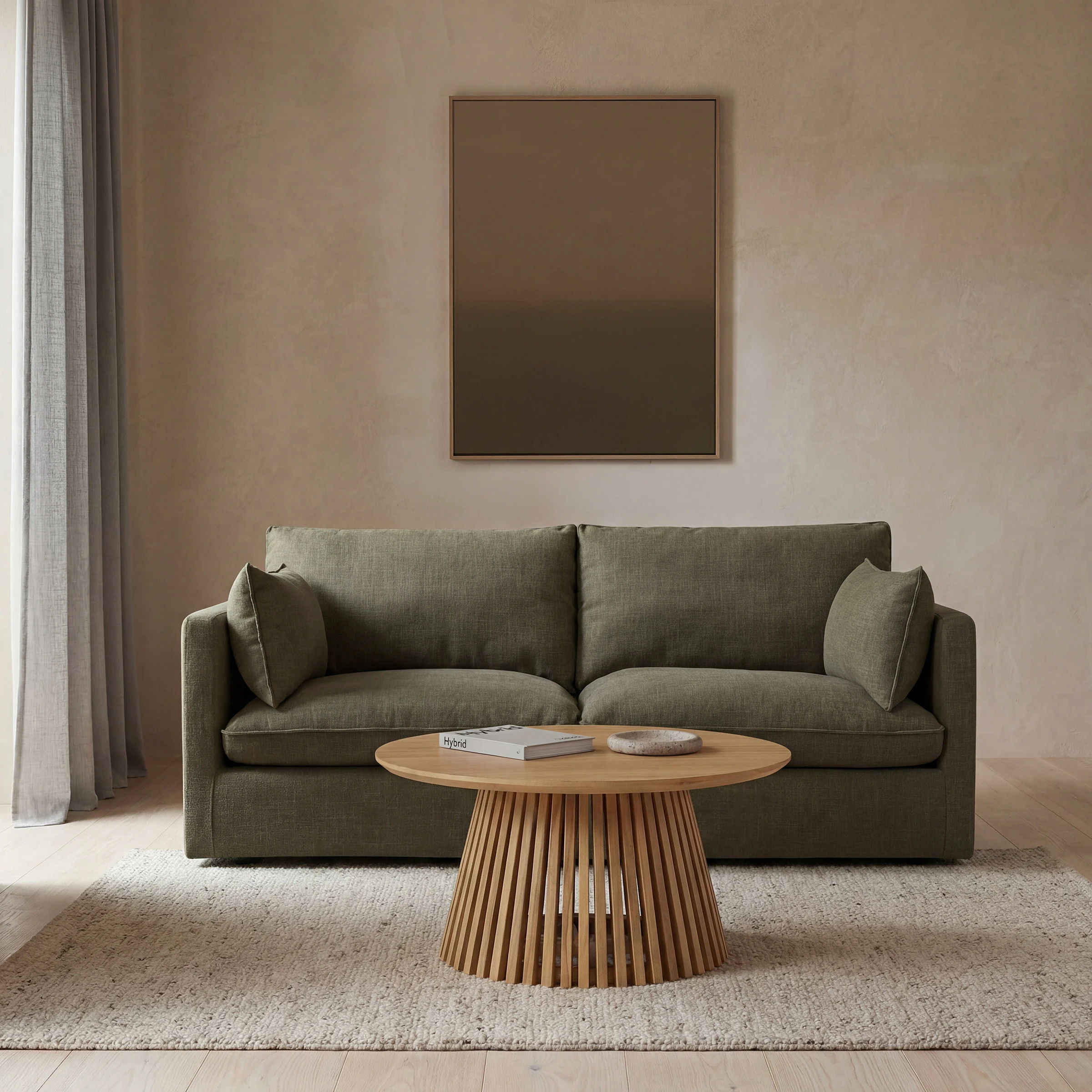 a couch and coffee table in a room