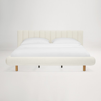 Arlo King Floating Bed with Tufted Headboard - Ivory